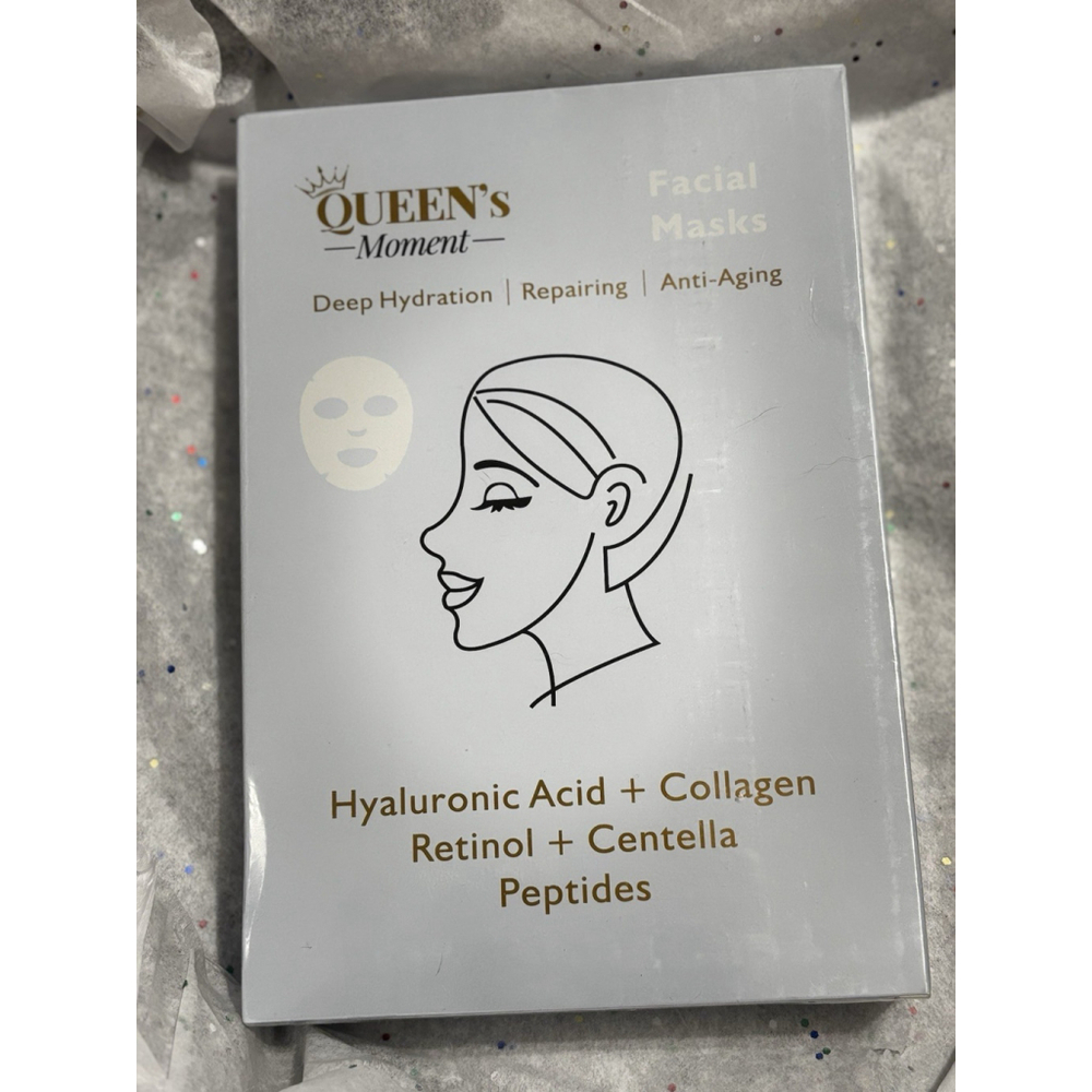 Queen’s Moment Facial Mask•Hyaluronic Acid,Collagen•Deep Hydration & Anti-Aging